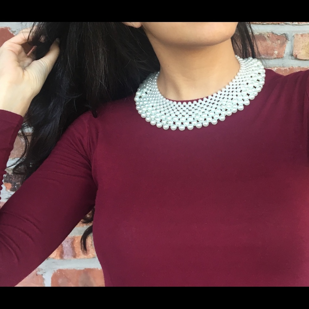 Delicate Pearl Bib Necklace